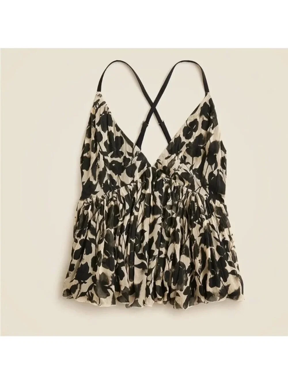 Floral Silhouette Black & Cream V-Neck Camisole